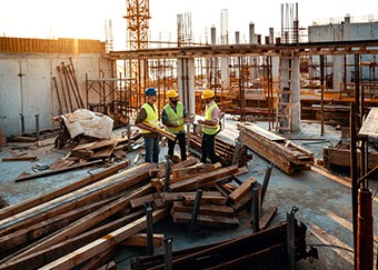 contractors at new commercial construction site in Maryland