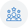 Illustration of three figures with three stars above, representing excellence and teamwork in renovation and construction services.