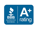 A+ BBB Accredited Business logo displayed in blue and white, representing top-tier excellence in exterior and interior renovation services.