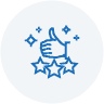 Image of a thumbs-up icon above five sparkling stars, representing high-quality renovation and construction services commitment.
