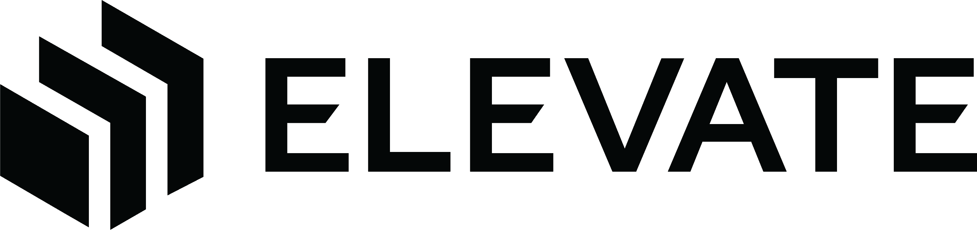 Black logo displaying the word "Elevate" with stylized geometric shapes on the left, subtly reflecting renovation and construction themes.