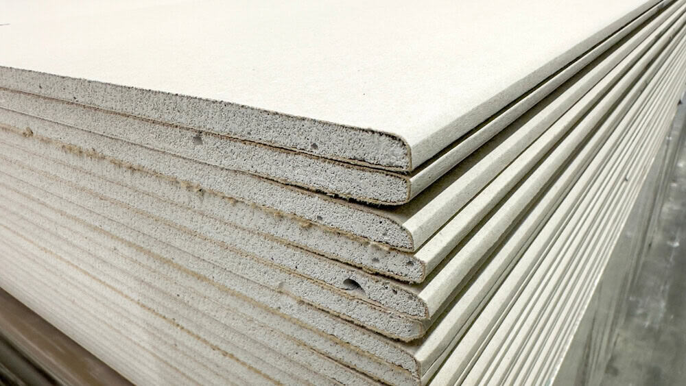 A stack of commercial-grade drywall
