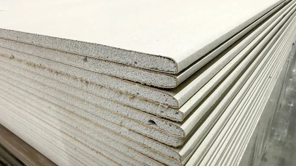 A stack of commercial-grade drywall
